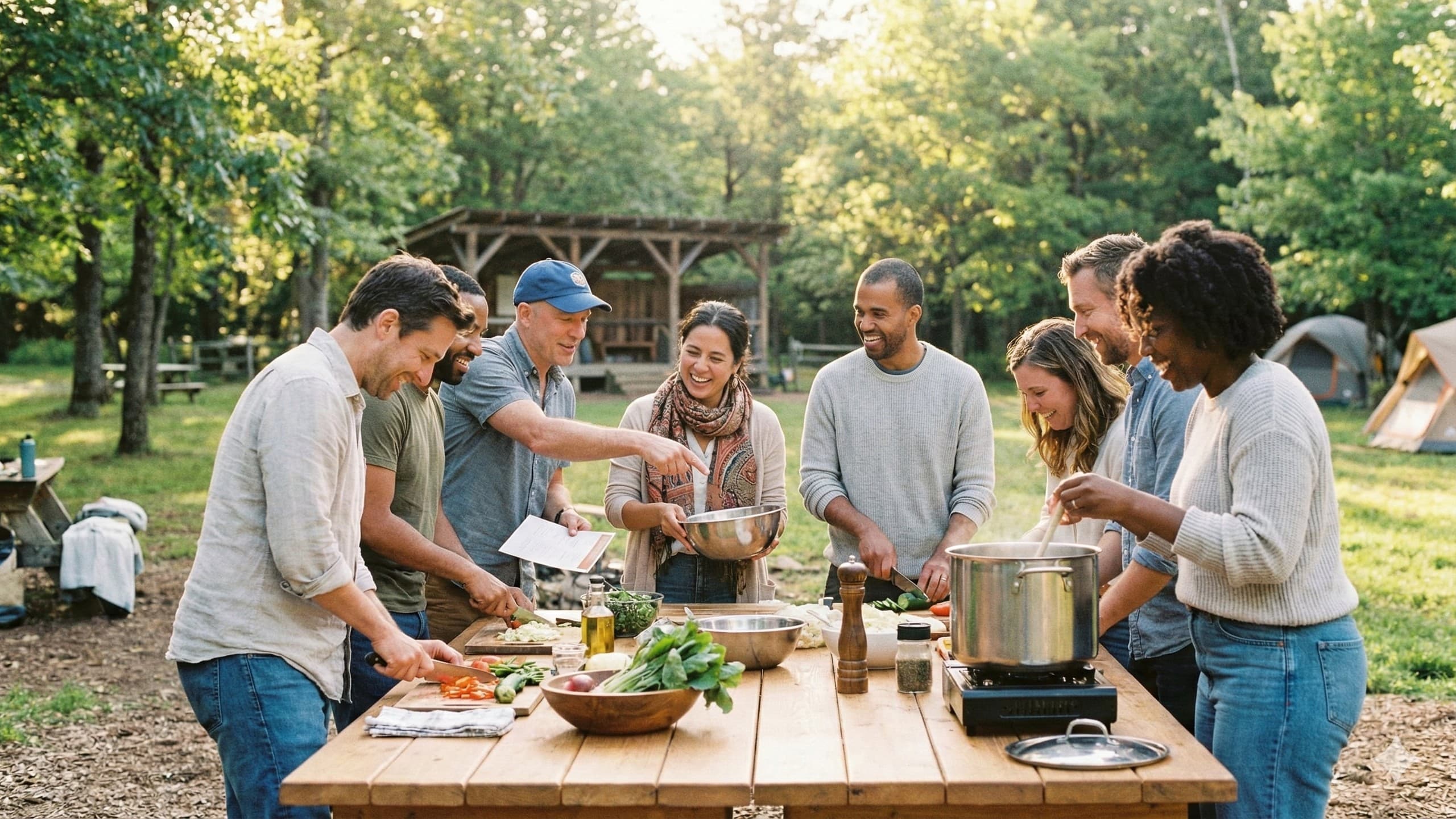 Team building activity at a corporate retreat