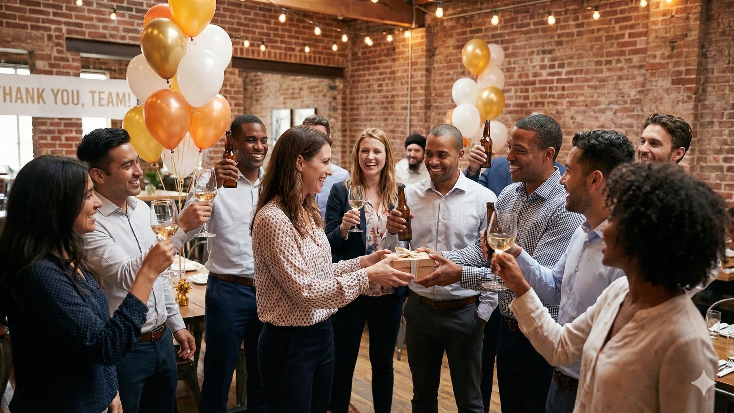 Employees celebrating at an appreciation event