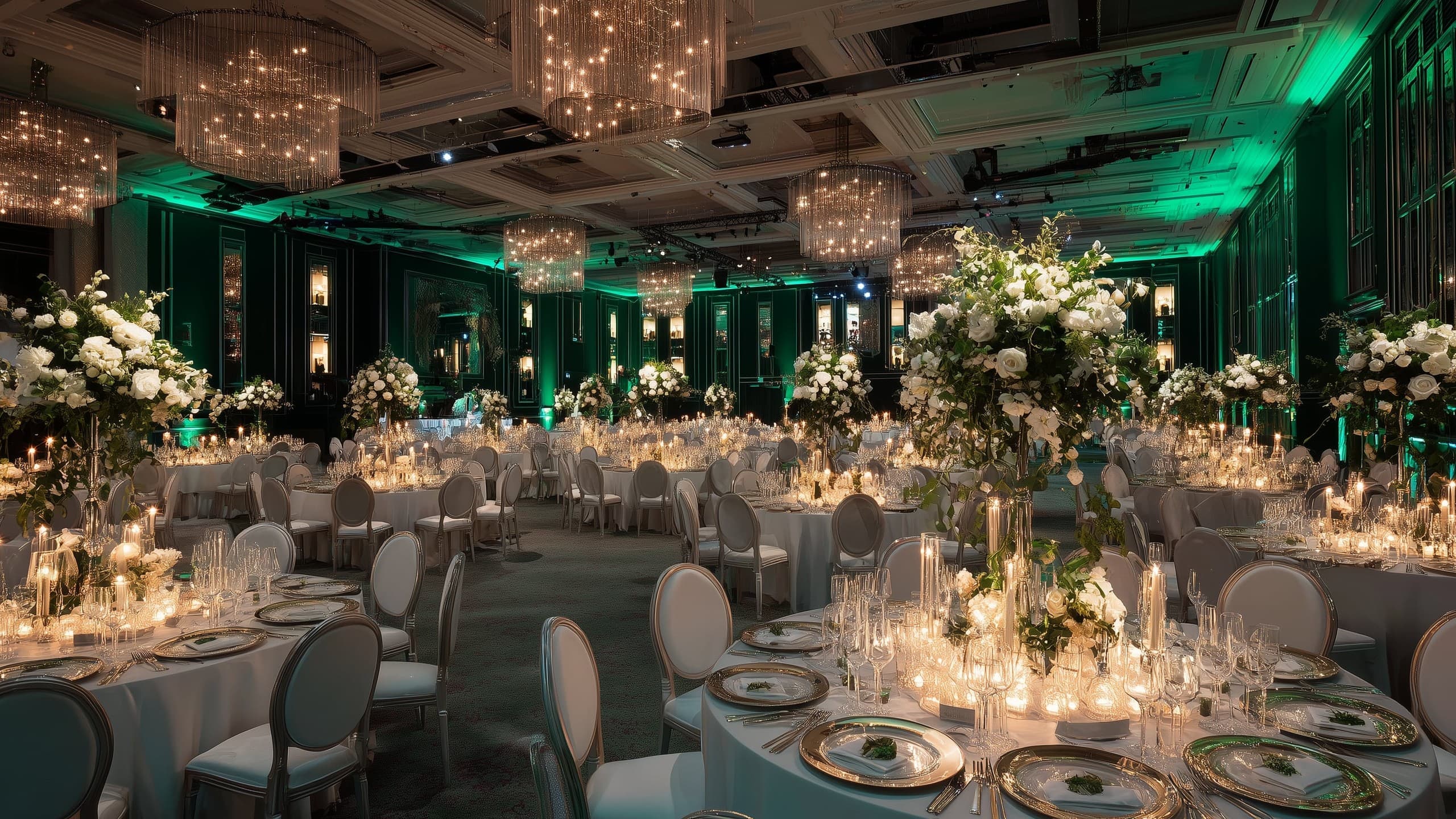 Elegant corporate gala dinner table setup