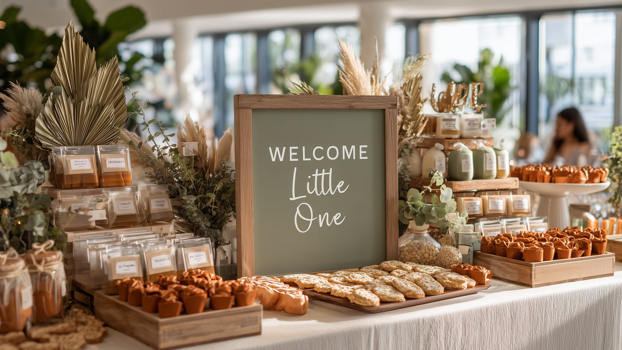 Trendy gender-neutral baby shower with nature theme