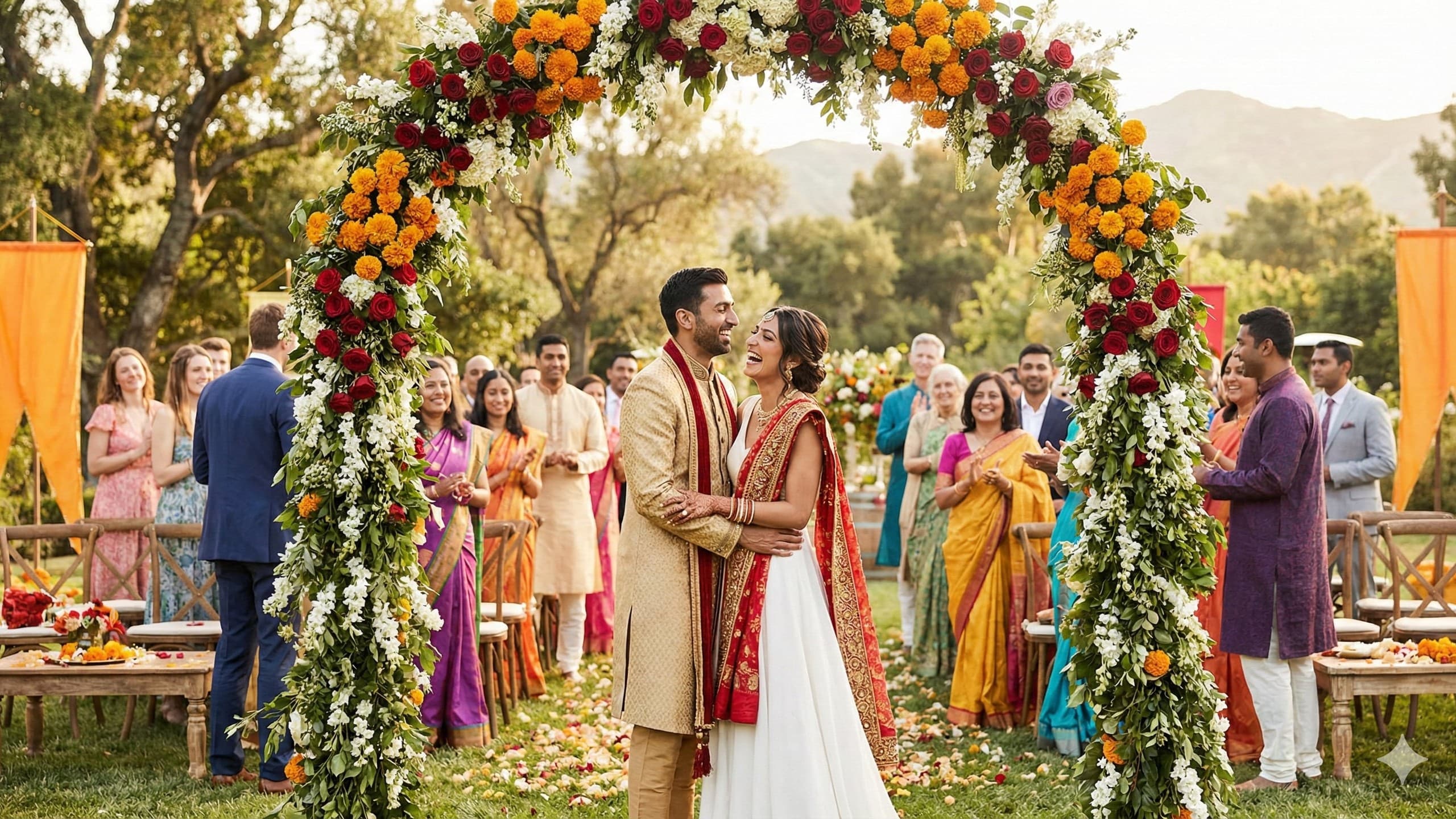 Beautiful multicultural wedding ceremony blending traditions