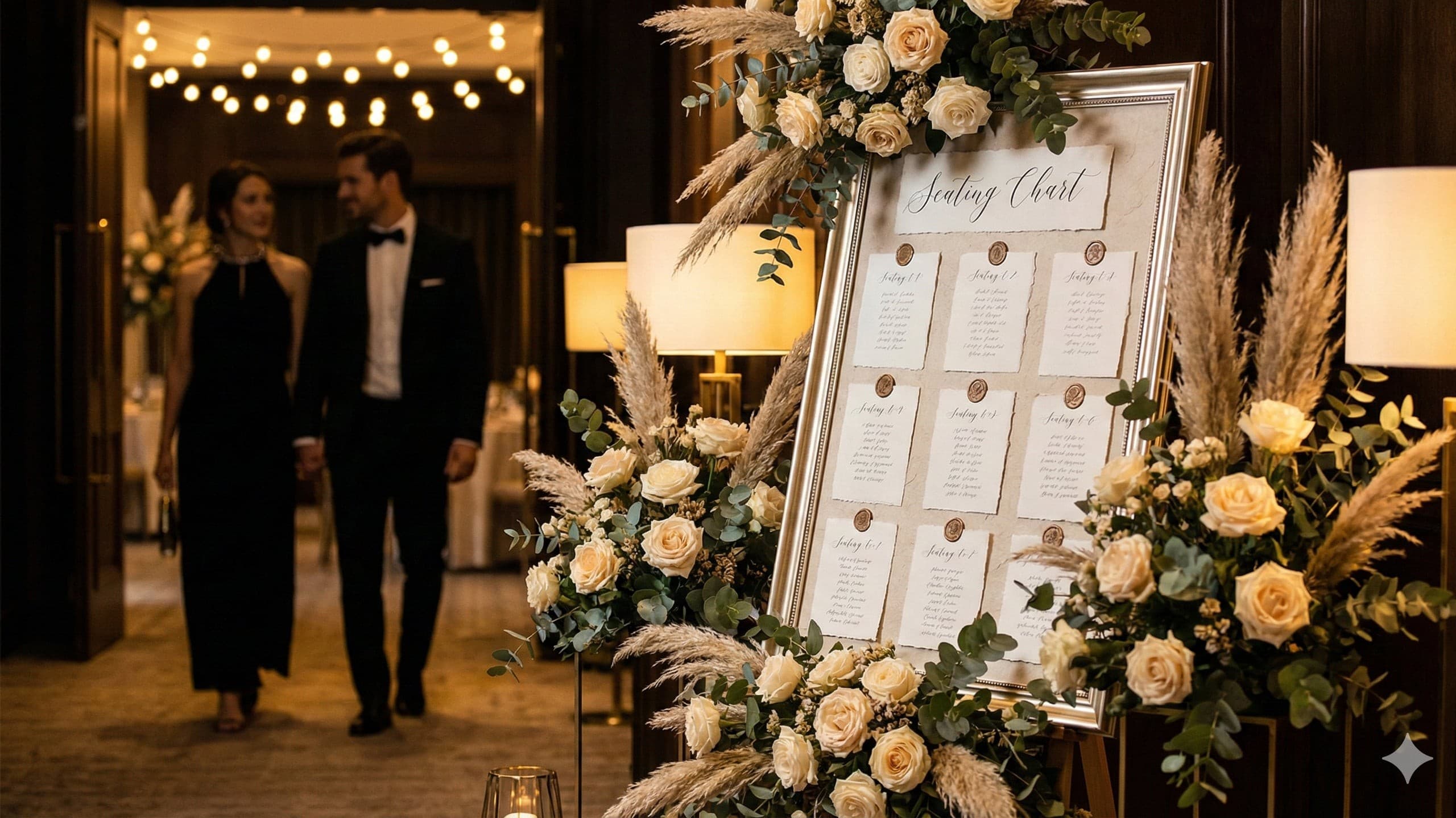 Wedding seating chart layout with table assignments