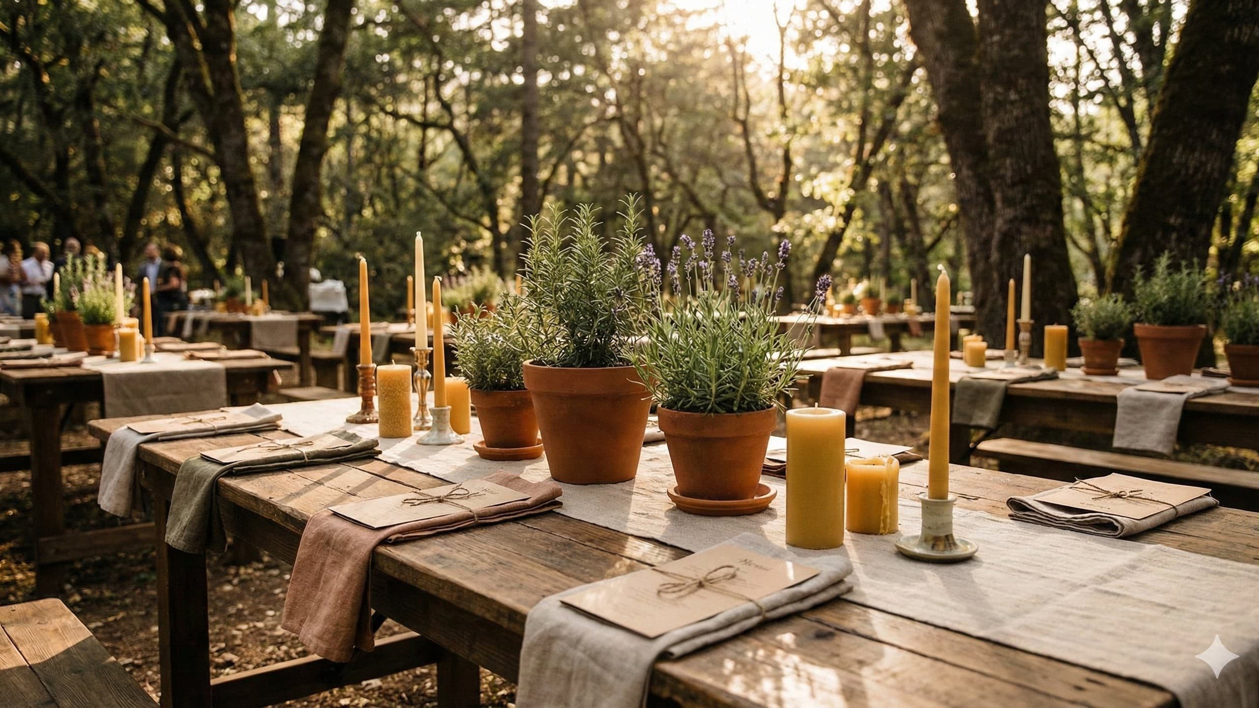 Eco-friendly wedding with natural decorations and greenery